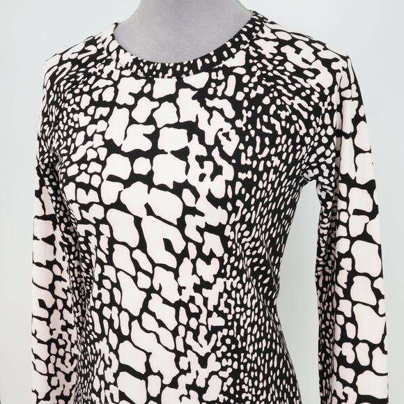 Michael Kors Dress Womens Small White Black Stretch Knit Animal Print Bodycon - Picture 8 of 14